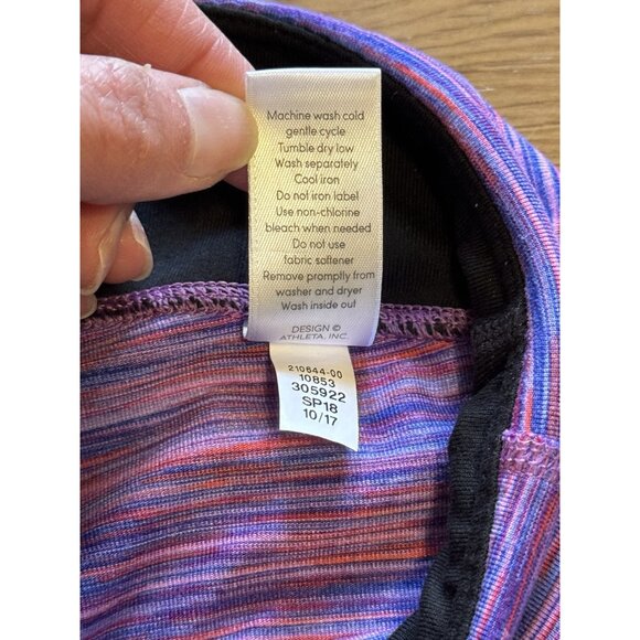 Athleta Girl Purple Blue Pink Ombre Tie Dye Watercolor Leggings Large 12 Preppy‎ - Picture 8 of 11